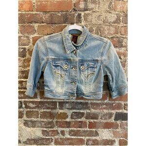 ZD Jean Jacket Shrug Light Wash Embroidered “in Memory Of Love” Women’s S